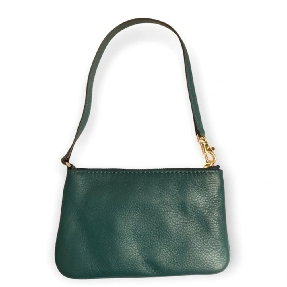 Michael kors green leather wristlet mini bag